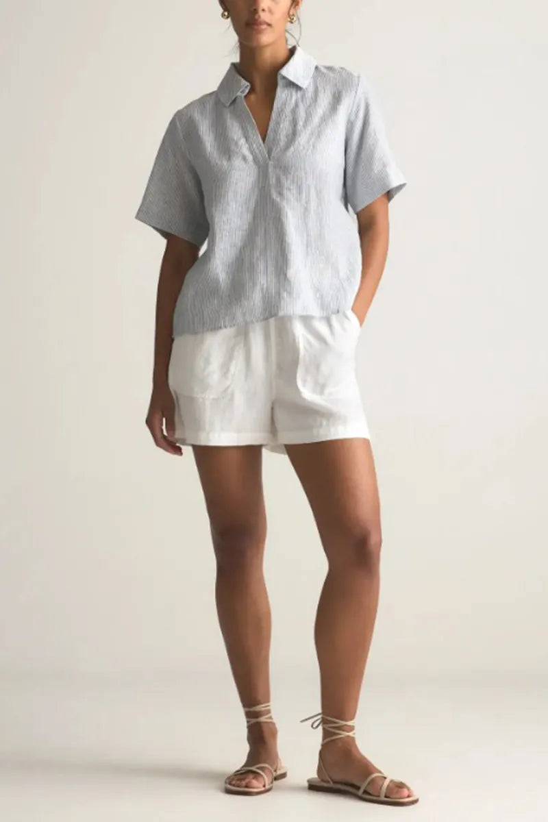 Women's Simple Casual Lapel Short Sleeve Top