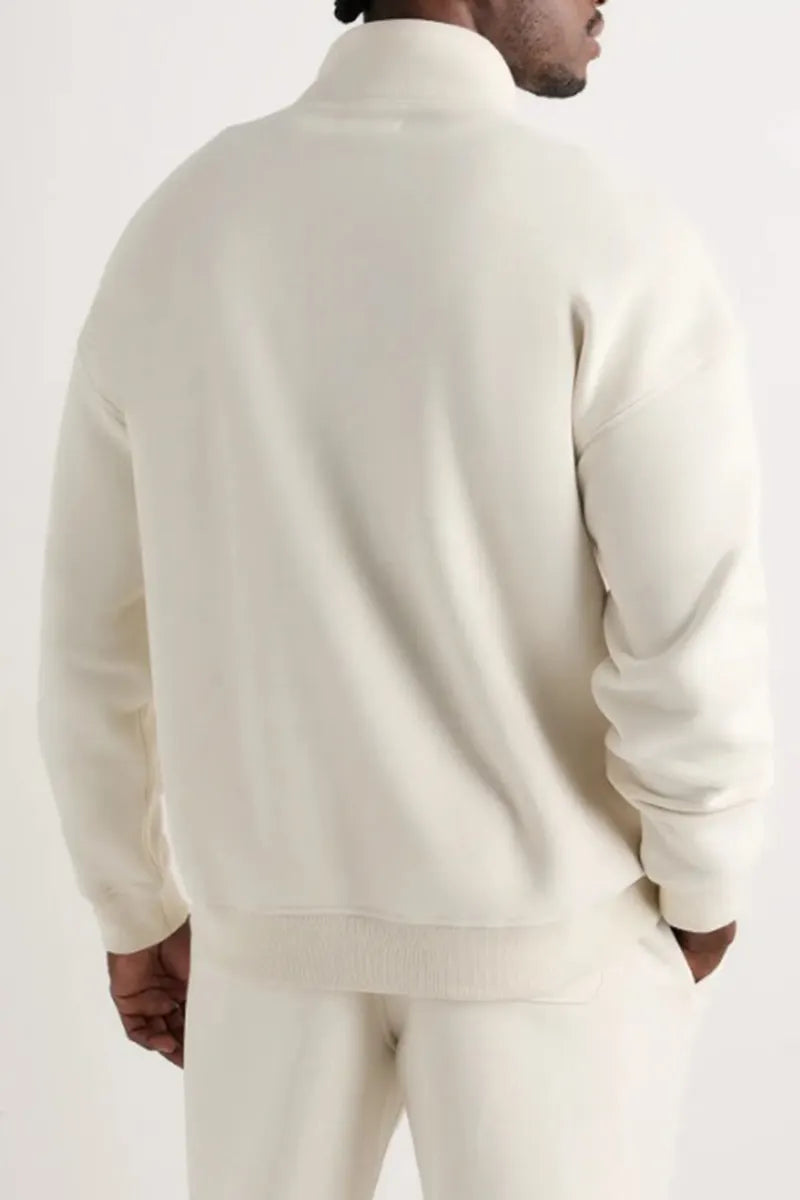 Men's Casual Stand Collar Half Zip Long Sleeve Sweatshirt