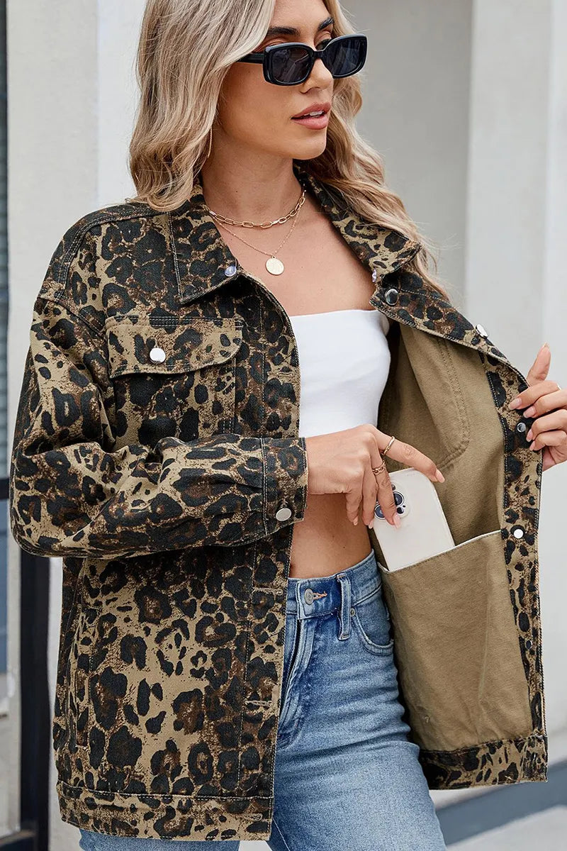 Casual Loose Fit Drop Shoulder Denim Jacket