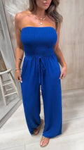Women Off-shoulder Strapless Jumpsuit In A Casual Solid Color