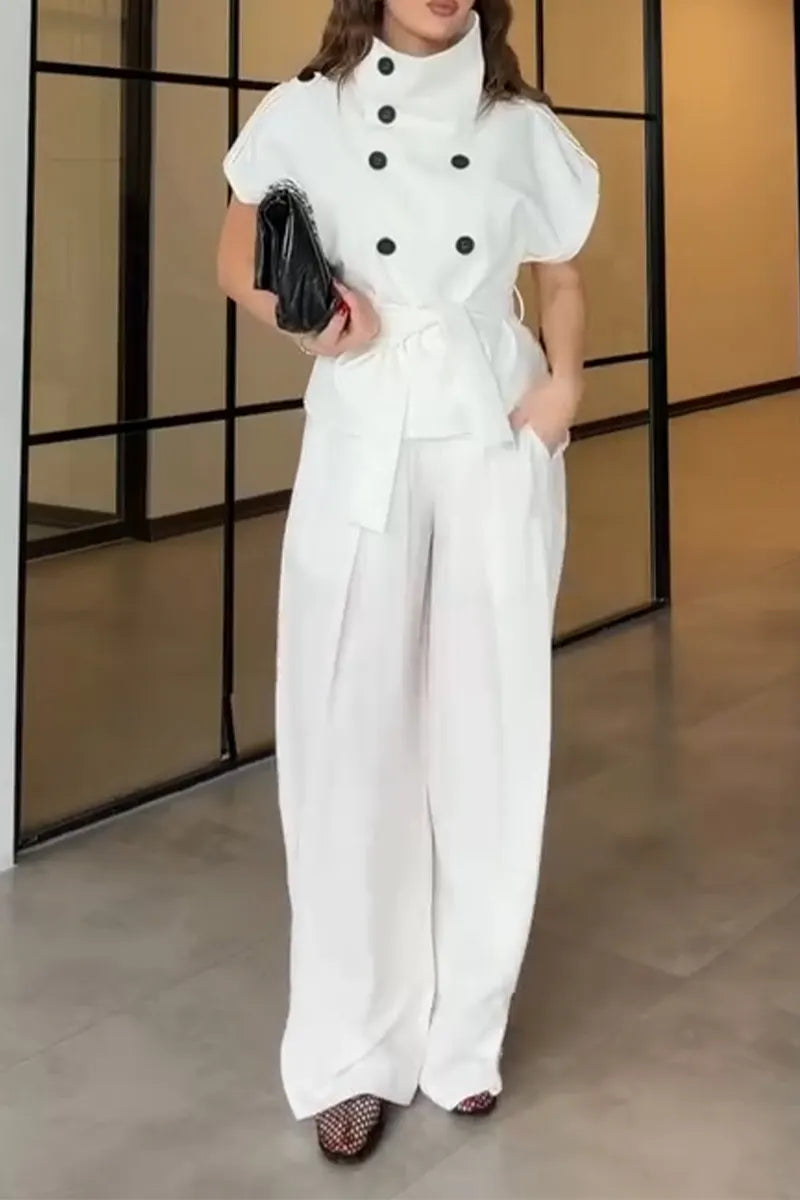 Women's Standing Collar Double Breasted Elegant Temperament Jacket